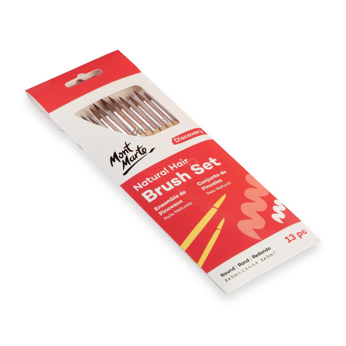 Mont Marte Discovery Natural Hair Round Brush Set 13pc