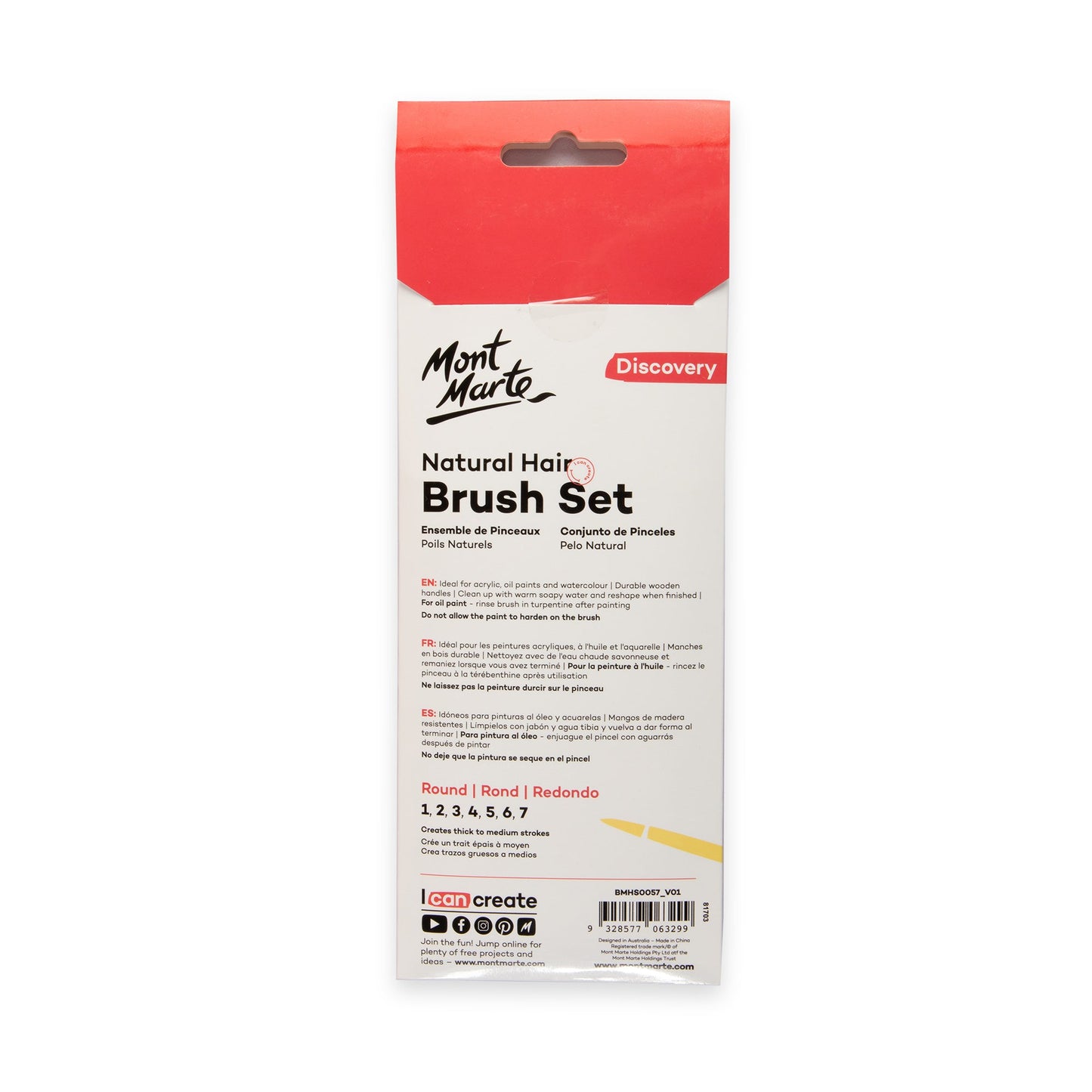 Mont Marte Discovery Natural Hair Round Brush Set 13pc