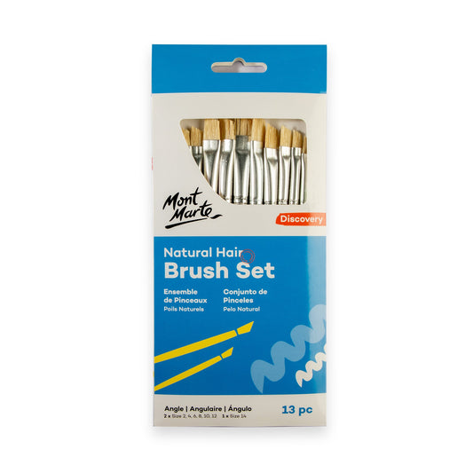 Mont Marte Discovery Natural Hair Flat Angle Brush Set 13pc
