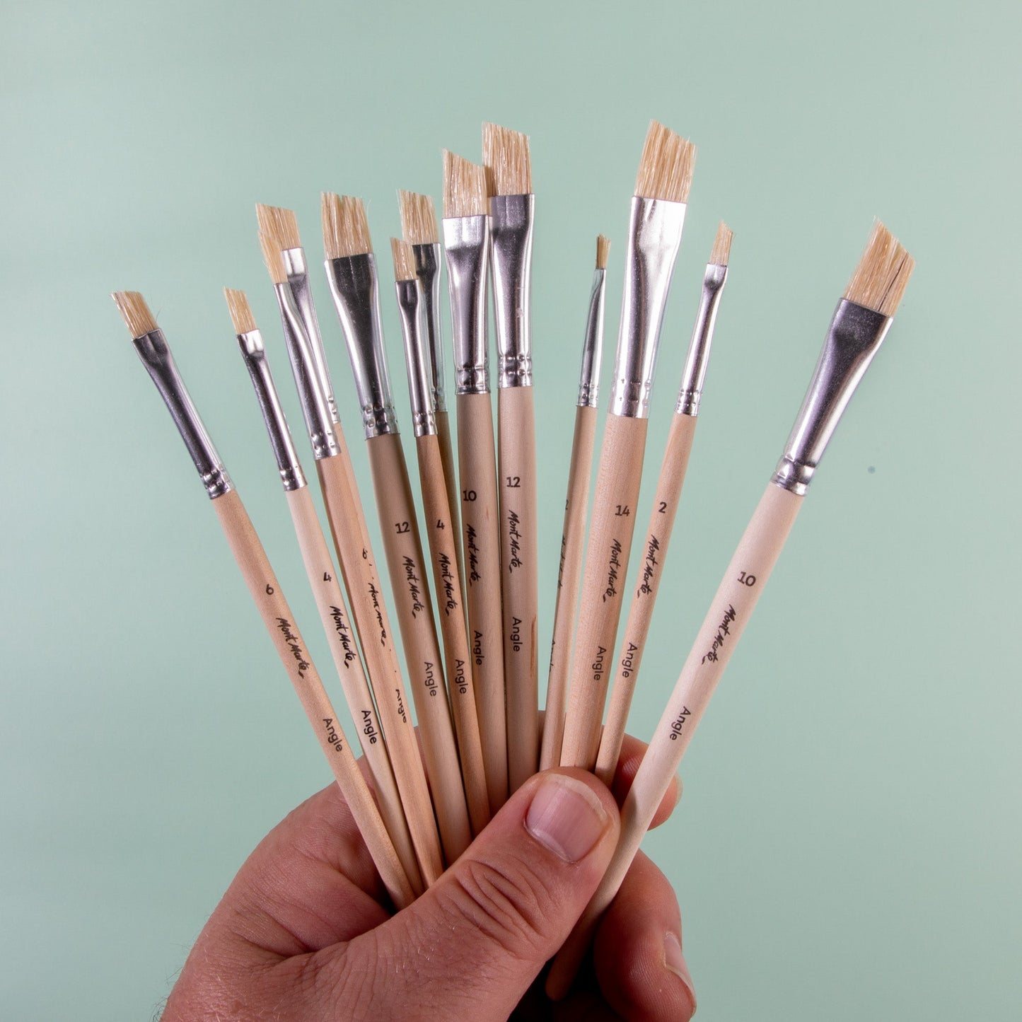 Mont Marte Discovery Natural Hair Flat Angle Brush Set 13pc