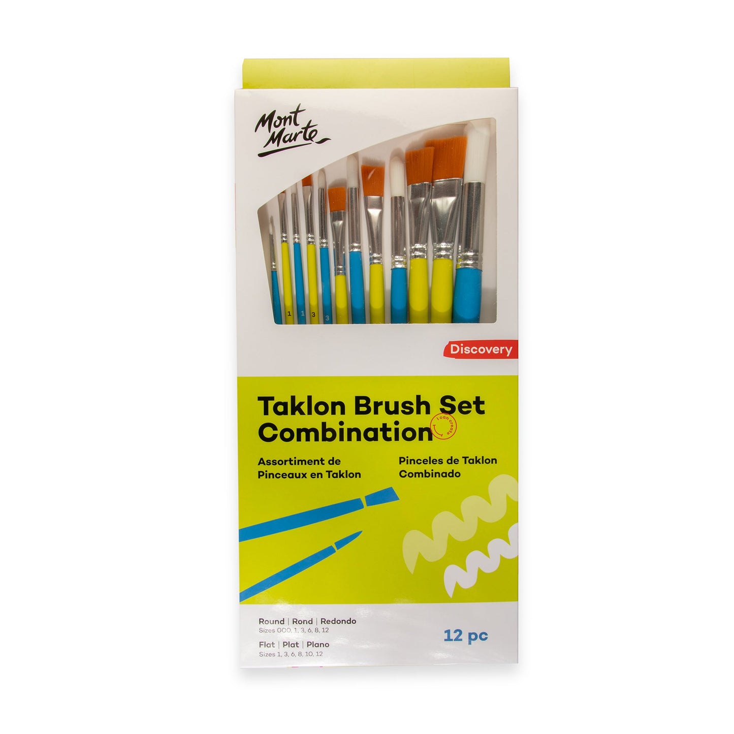Mont Marte Discovery Taklon Brush Combination Set 12pc