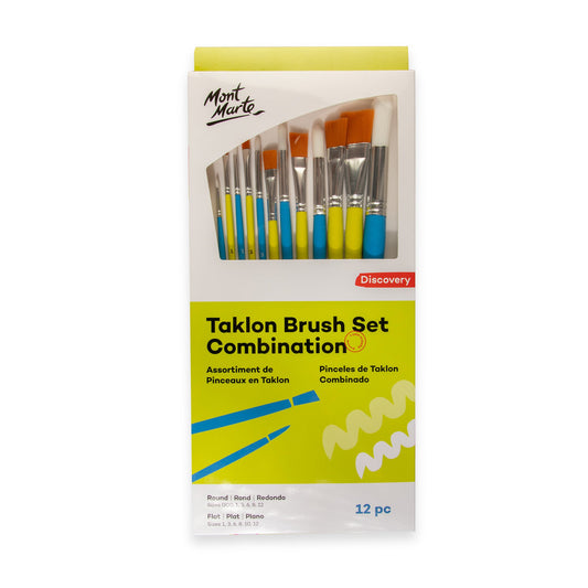 Mont Marte Discovery Taklon Brush Combination Set 12pc