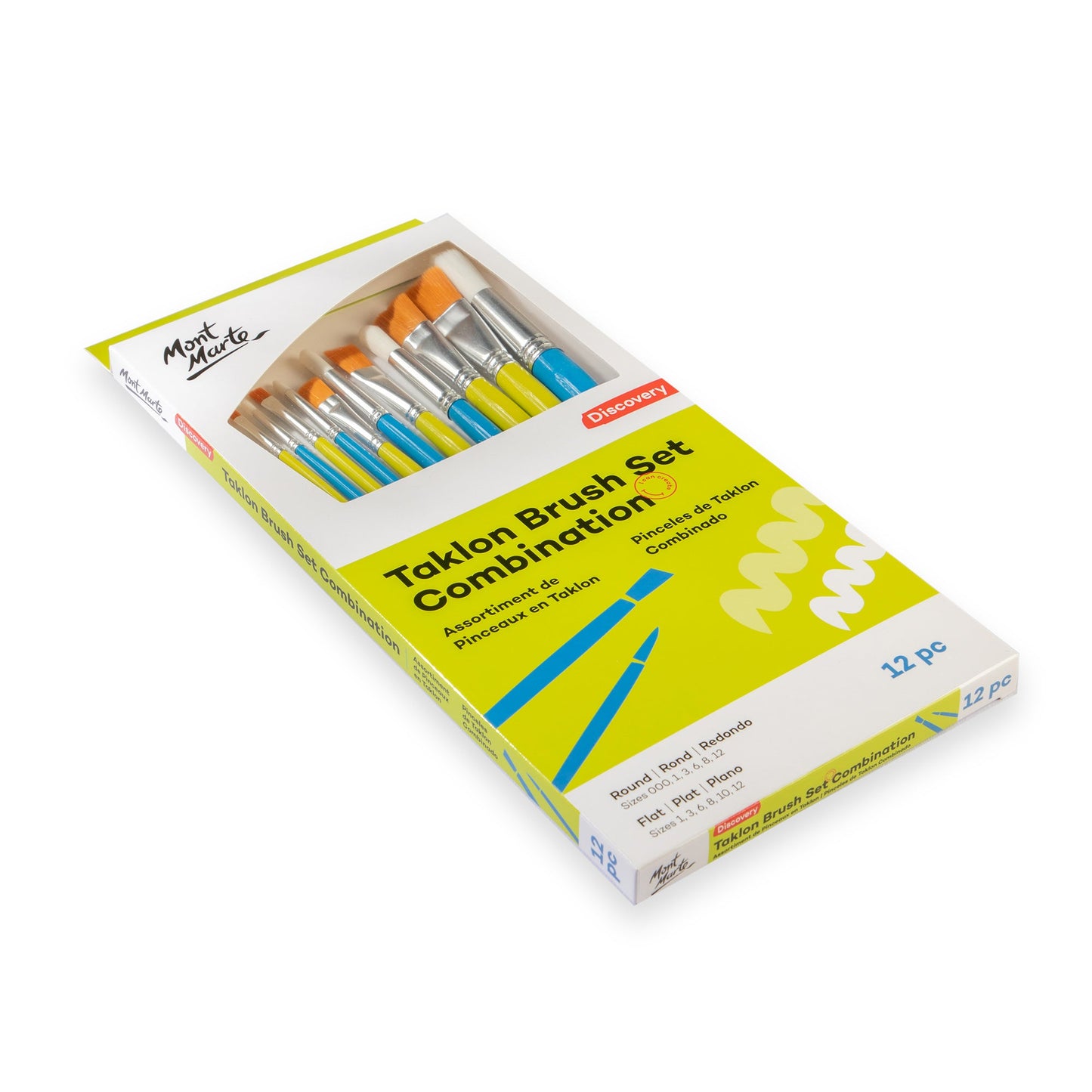 Mont Marte Discovery Taklon Brush Combination Set 12pc