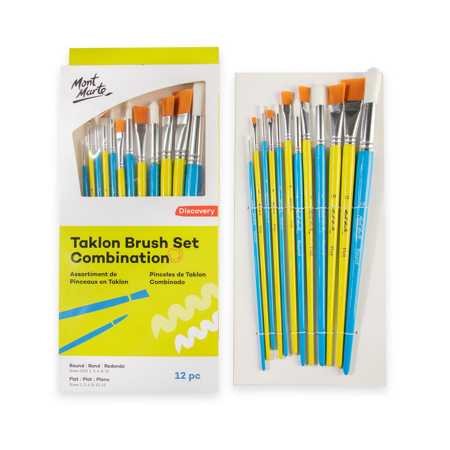 Mont Marte Discovery Taklon Brush Combination Set 12pc