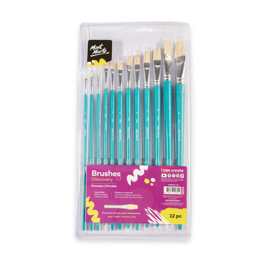 Mont Marte Discovery Series Paint Brush Set - Flat Sizes 1-12