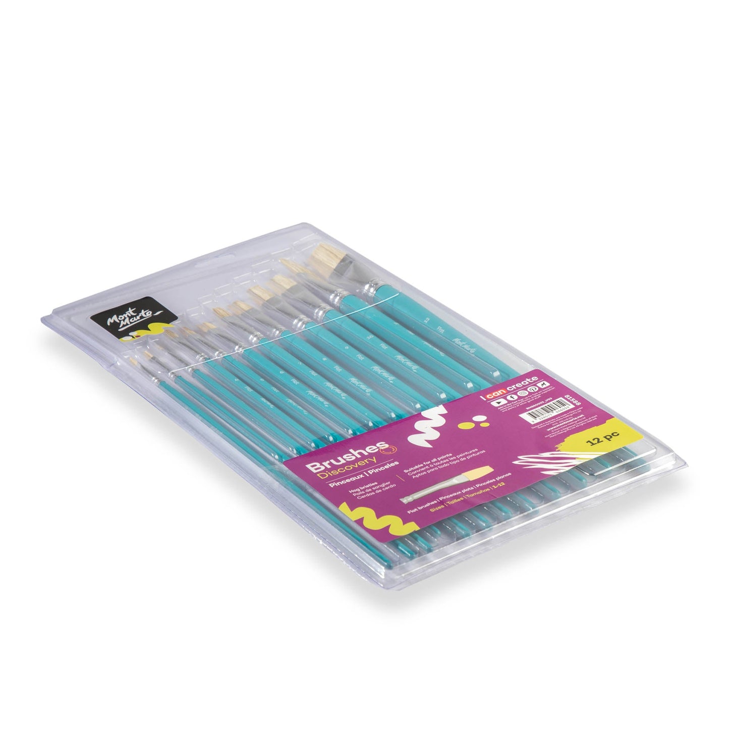 Mont Marte Discovery Series Paint Brush Set - Flat Sizes 1-12