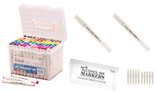 CC Alcohol Ink Twin Tip Marker Case w/ 108 Markers BUNDLE DEAL