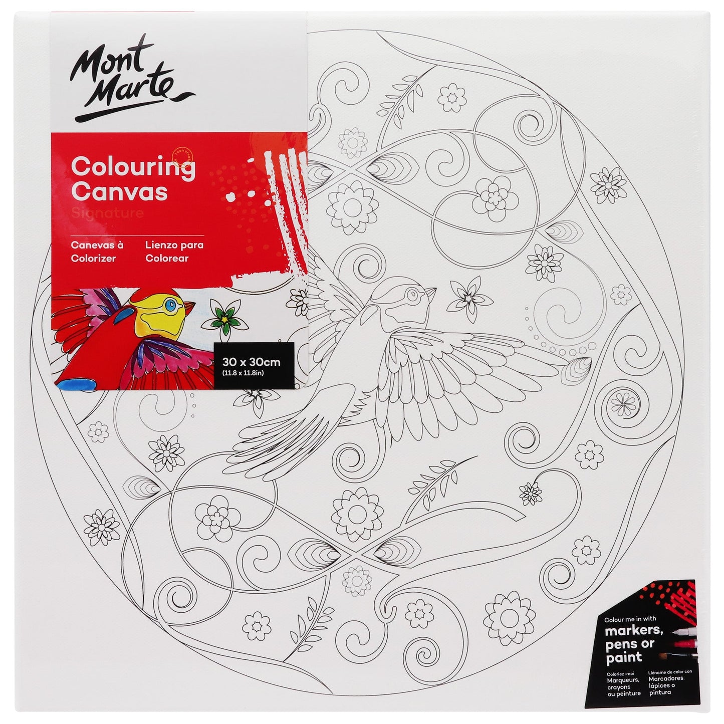 Mont Marte Adult Colouring Canvas 30 x 30cm - Nature