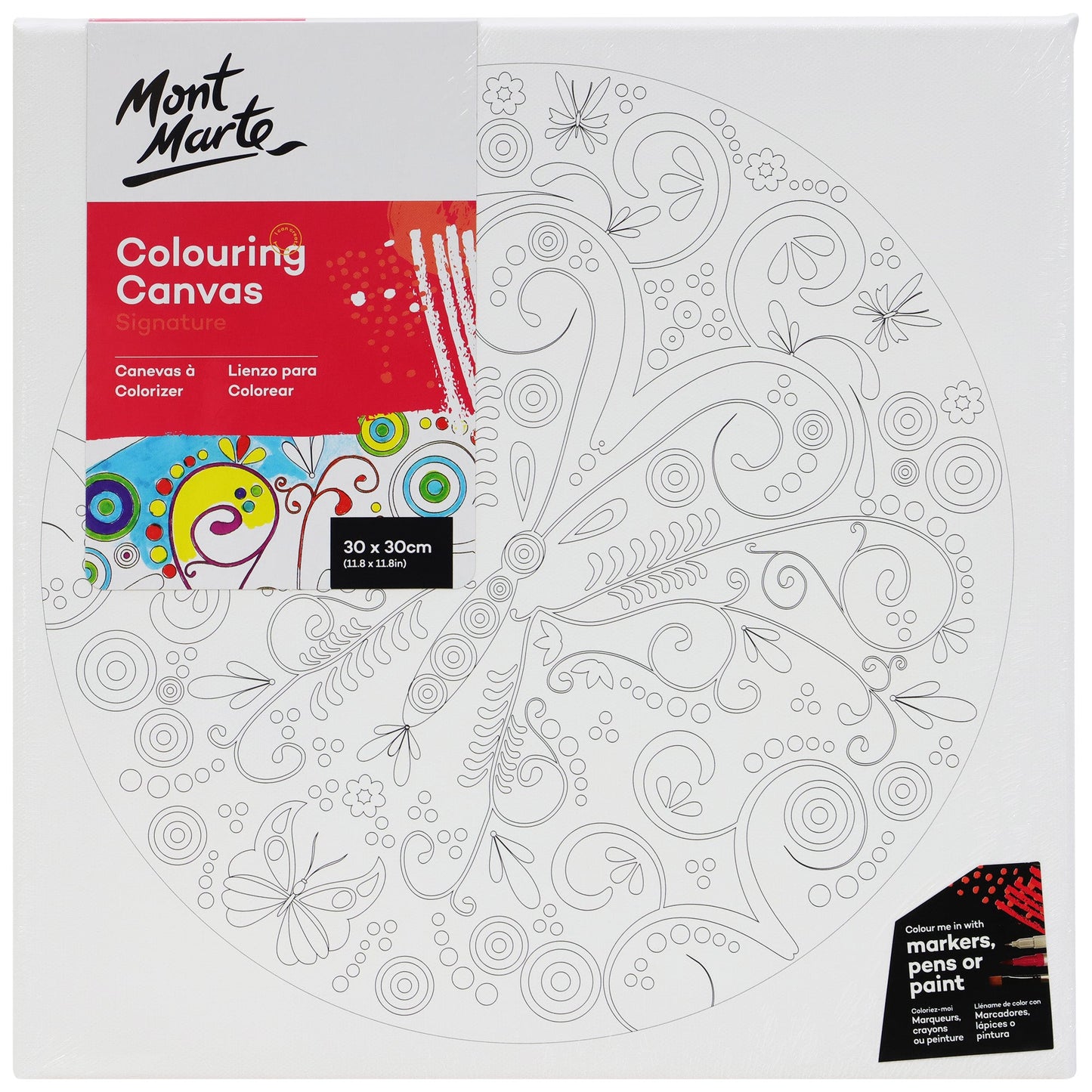 Mont Marte Adult Colouring Canvas 30 x 30cm - Nature