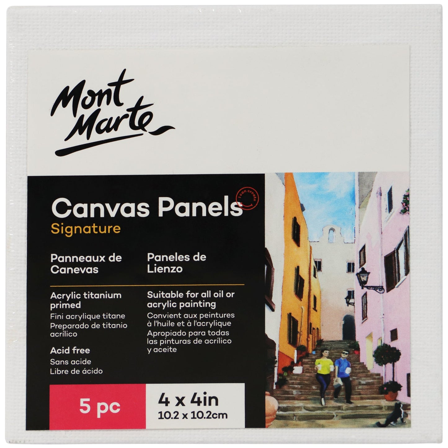 Mont Marte Signature Canvas Panel 4" x 4" - 10.2 x 10.2cm - Pk5
