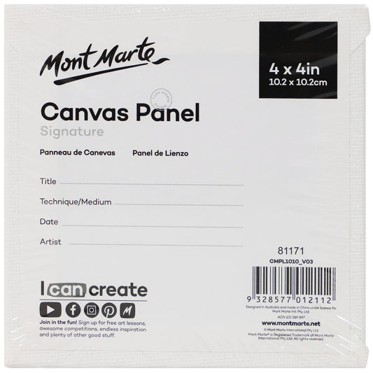 Mont Marte Signature Canvas Panel 4" x 4" - 10.2 x 10.2cm - Pk5