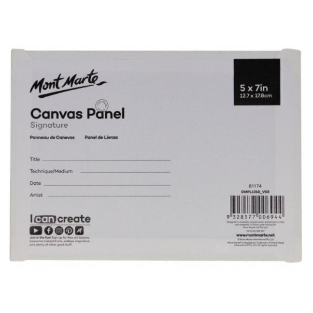 Mont Marte Signature Canvas Panel 5" x 7" - 12.7 x 17.8cm - Pk3