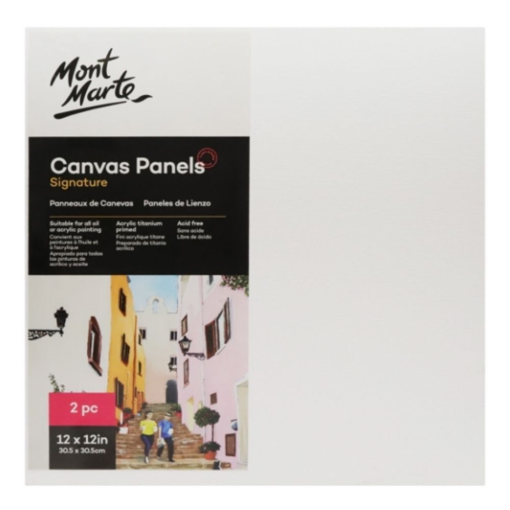 Mont Marte Signature Canvas Panel 12" x 12" - 30.5 x 30.5cm - Pk2
