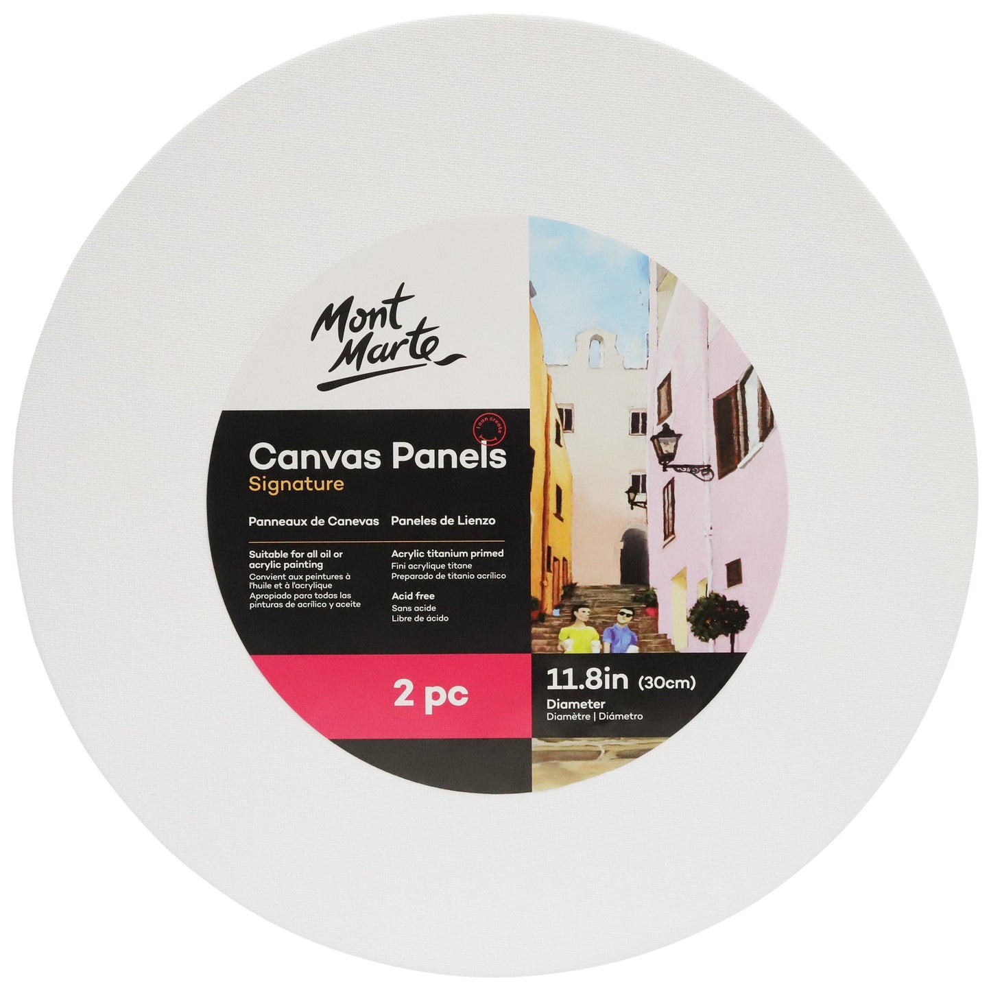 Mont Marte Canvas Panels Round 30cm Pk2