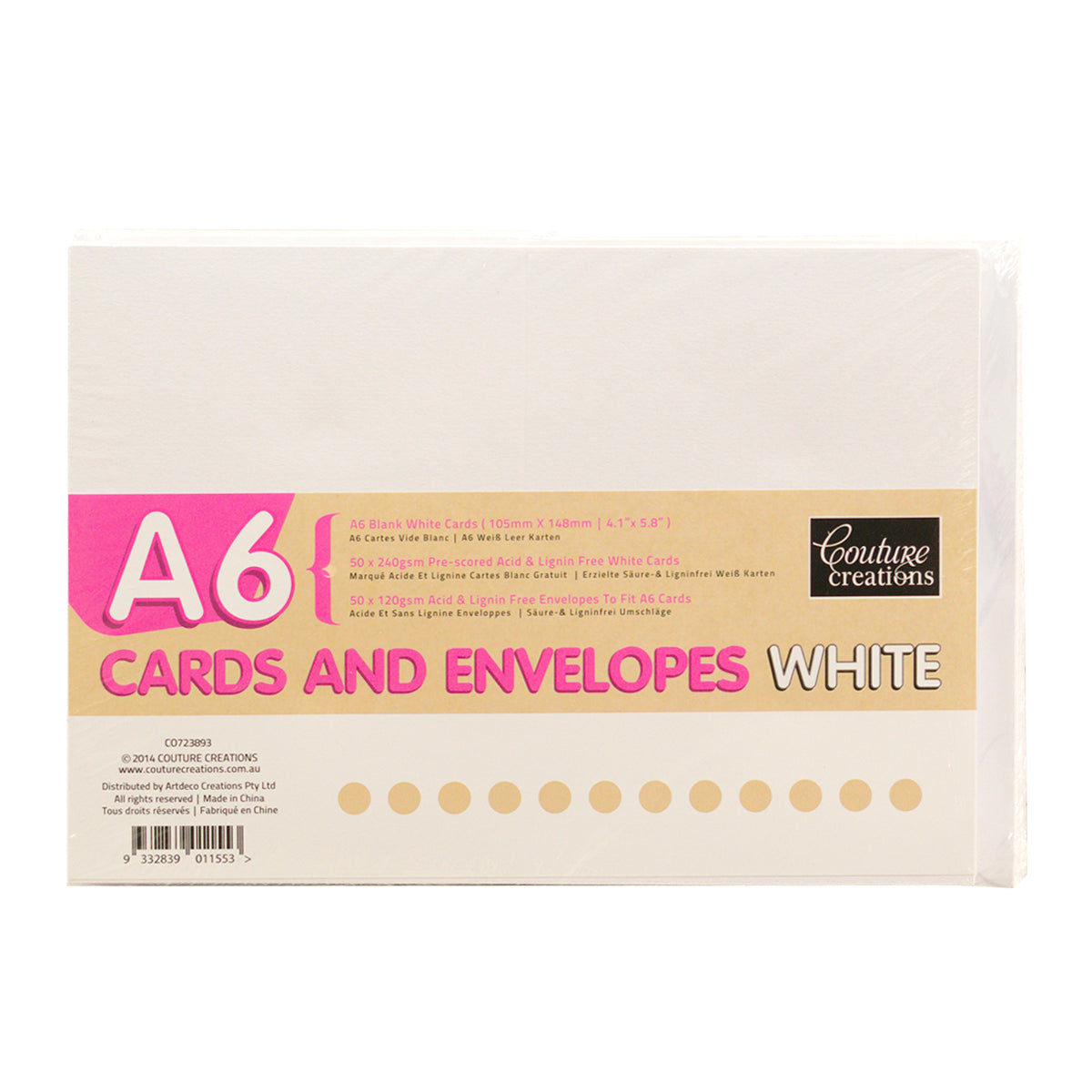 CC WHITE A6 Card + Envelope Pack - 50 Sets (50+50)