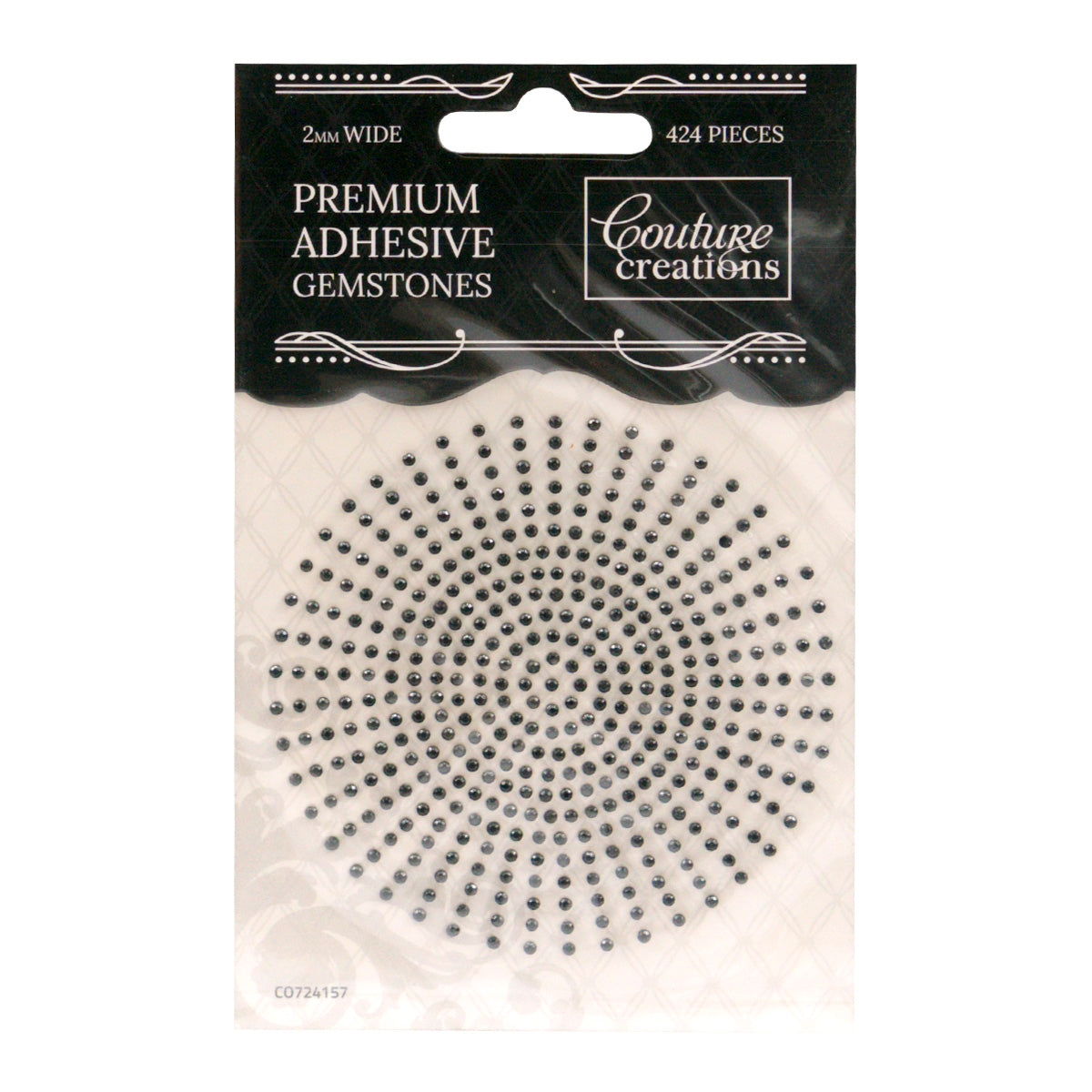 CC Gemstones 2mm Adhesive - Onyx Black 424pce
