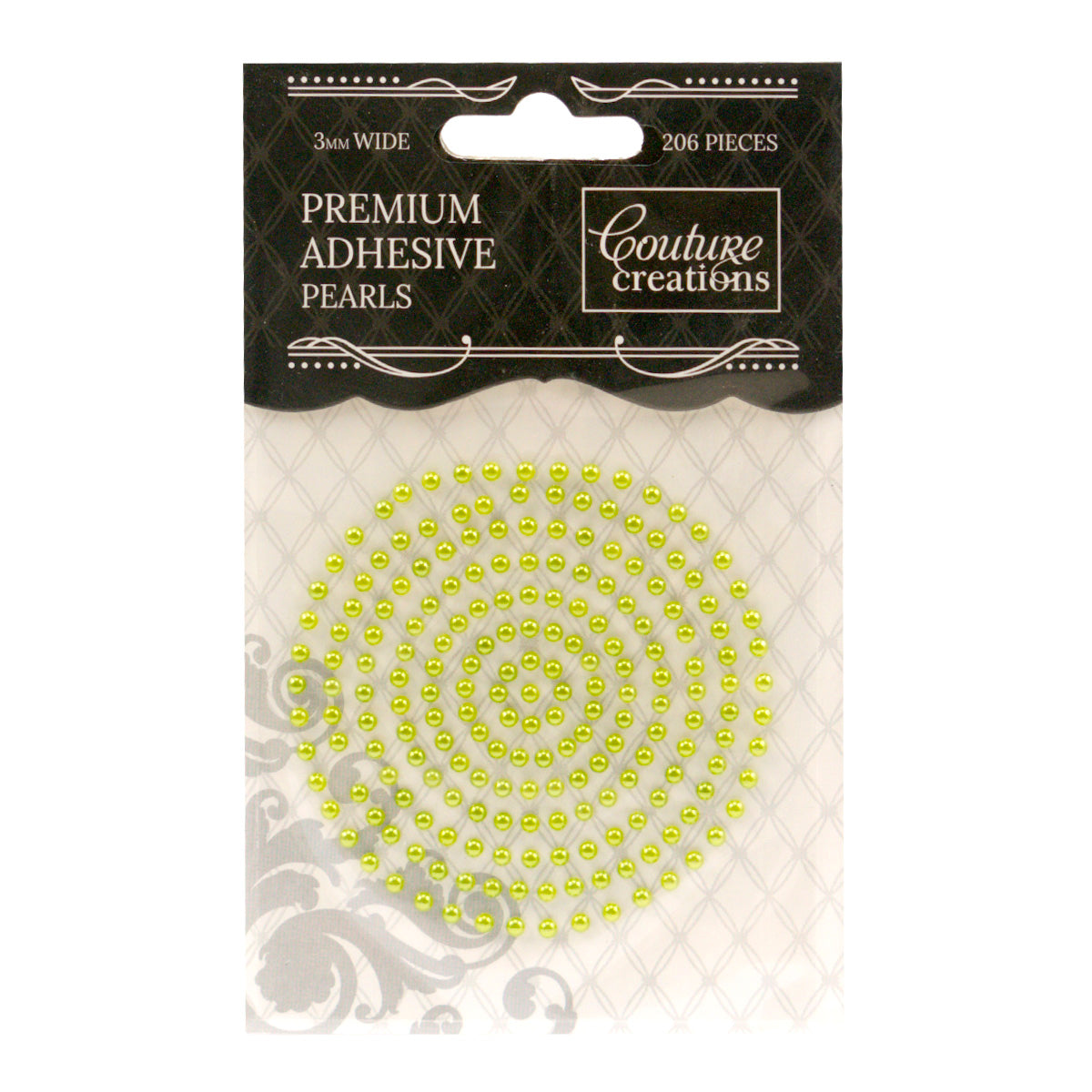CC Pearls 3mm Adhesive - Grass Green 206pce