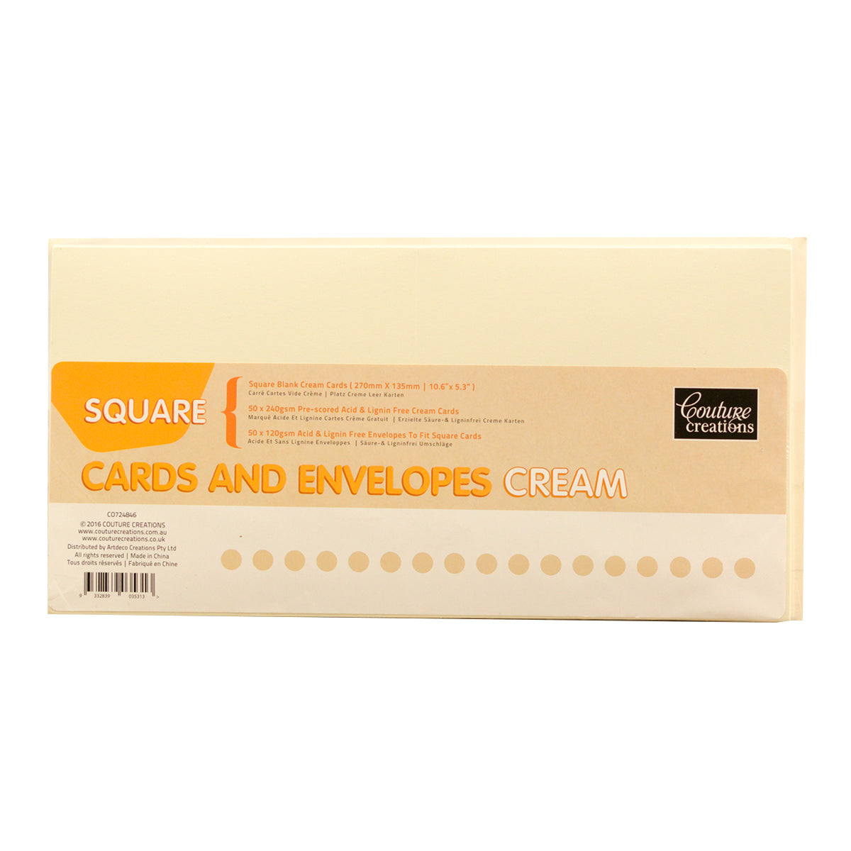 CC CREAM SQUARE Card + Envelope Pack - 50 Sets (50+50)