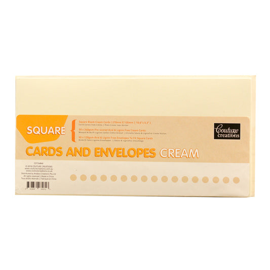 CC CREAM SQUARE Card + Envelope Pack - 50 Sets (50+50)