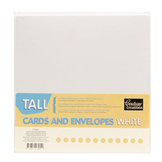 CC WHITE TALL Card + Envelope Pack - 50 Sets (50+50)
