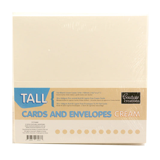CC CREAM TALL Card + Envelope Pack - 50 Sets (50+50)