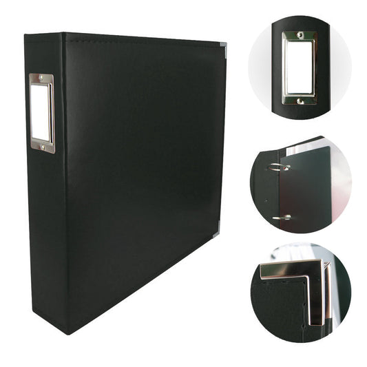 CC Faux Leather 12X12 3D Ring Album BLACK