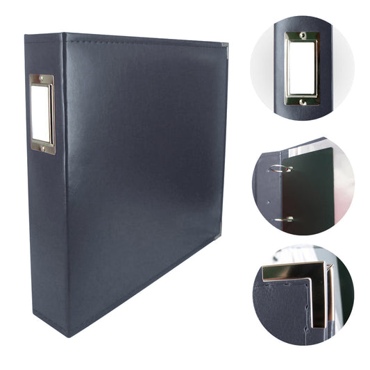 CC Faux Leather 12X12 3D Ring Album DARK BLUE