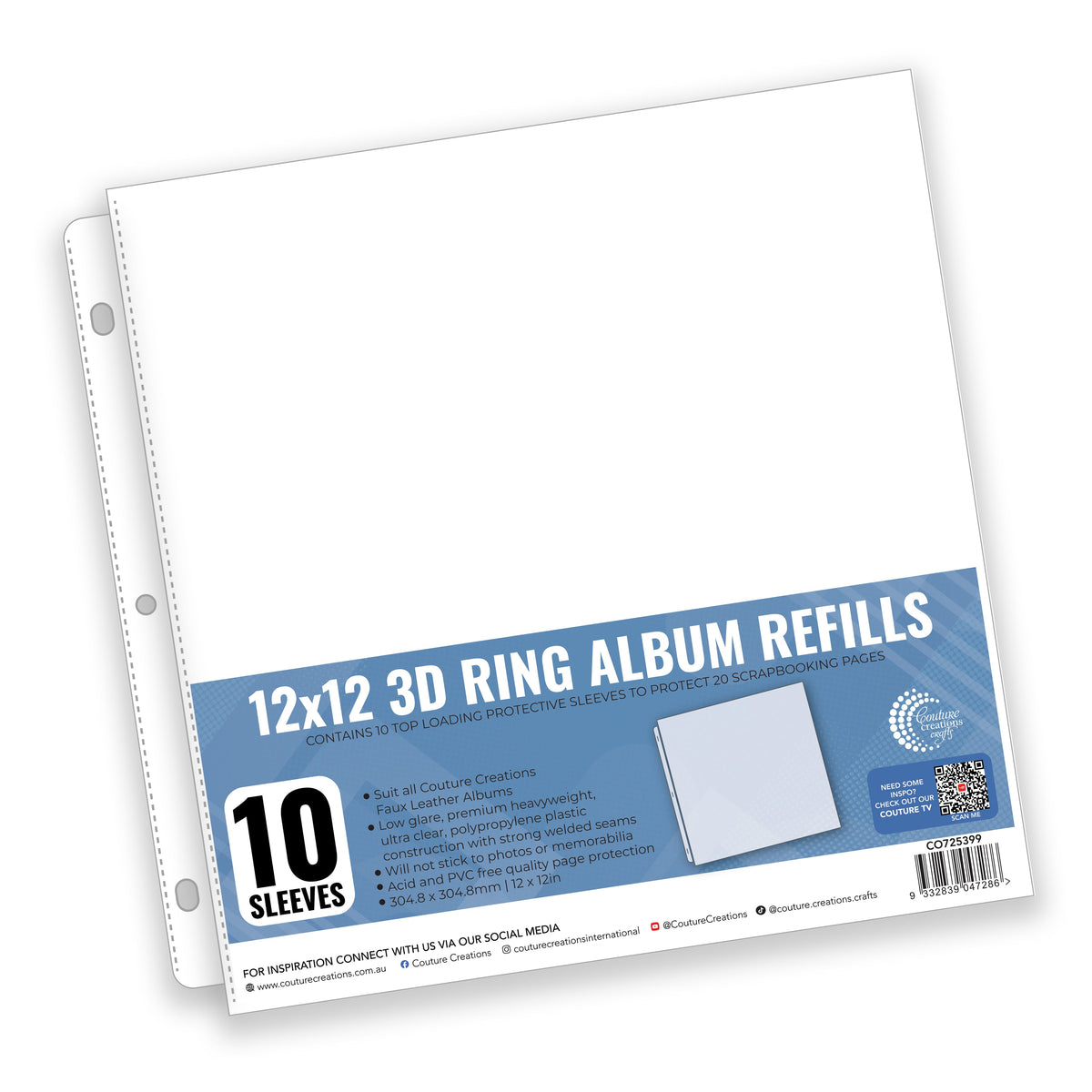 CC 12X12 3D Ring Album Refills -12x12 Pk10