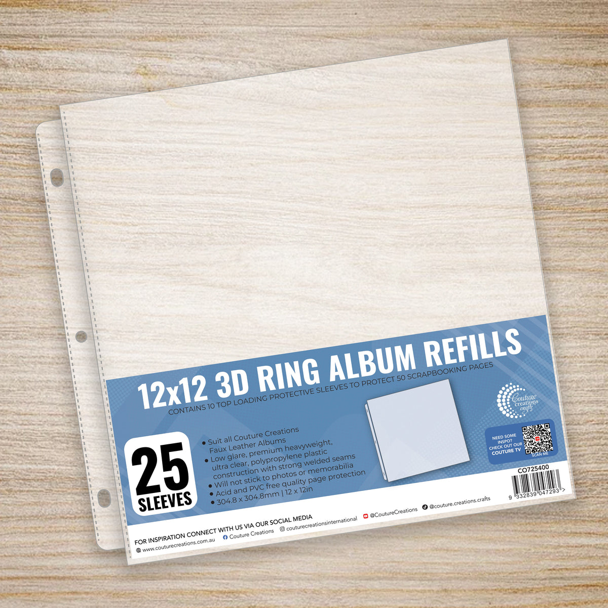 CC 3D Ring Album Refills - Top Loading 12x12 25pk VALUE PACK