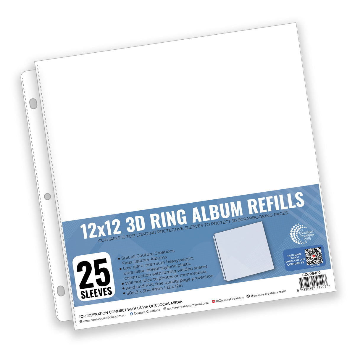 CC 3D Ring Album Refills - Top Loading 12x12 25pk VALUE PACK
