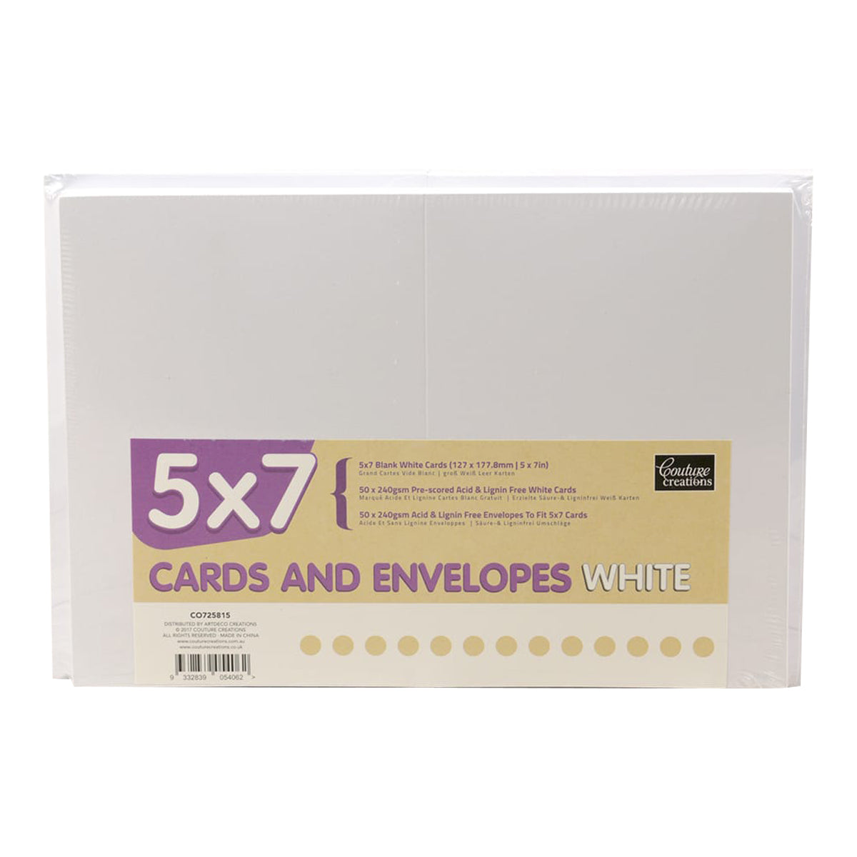 CC WHITE 5X7 Card + Envelope Pack - 50 Sets (50+50)