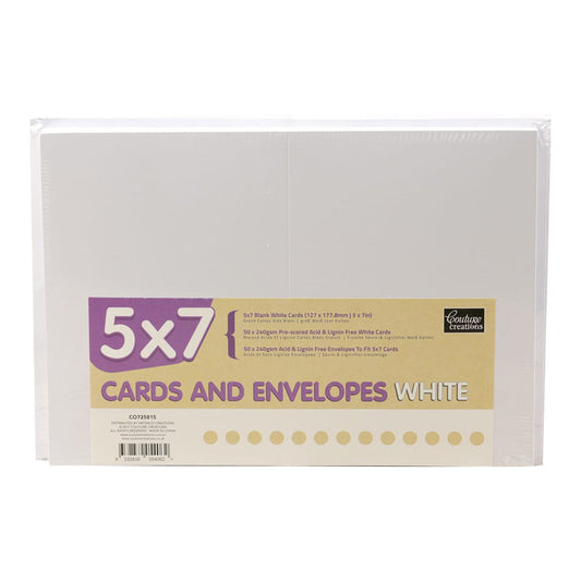 CC WHITE 5X7 Card + Envelope Pack - 50 Sets (50+50)