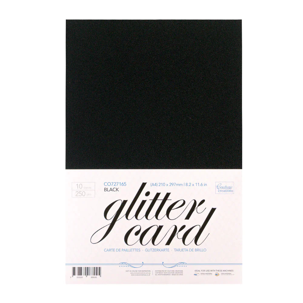 CC Glitter Card A4 Pk10 Black