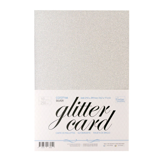 A4 Glitter Card 10 sheets per pack 250gsm - Silver
