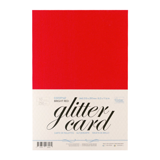 A4 Glitter Card 10 sheets per pack 250gsm - Bright Red