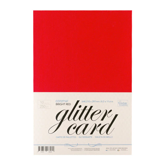 CC Glitter Card A4 Pk10 Bright Red