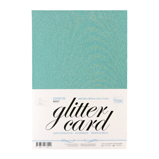 A4 Glitter Card 10 sheets per pack 250gsm - Mint