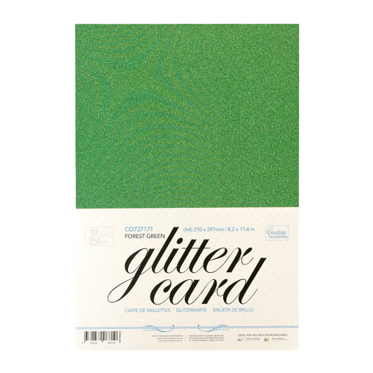 A4 Glitter Card 10 sheets per pack 250gsm - Forest Green