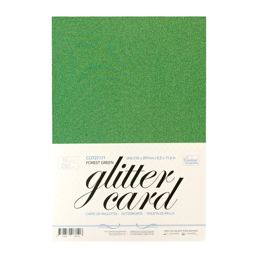 CC Glitter Card A4 Pk10 Forest Green