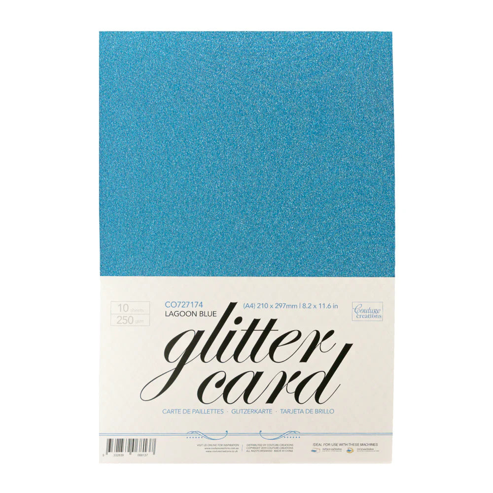 CC Glitter Card A4 Pk10 Lagoon Blue