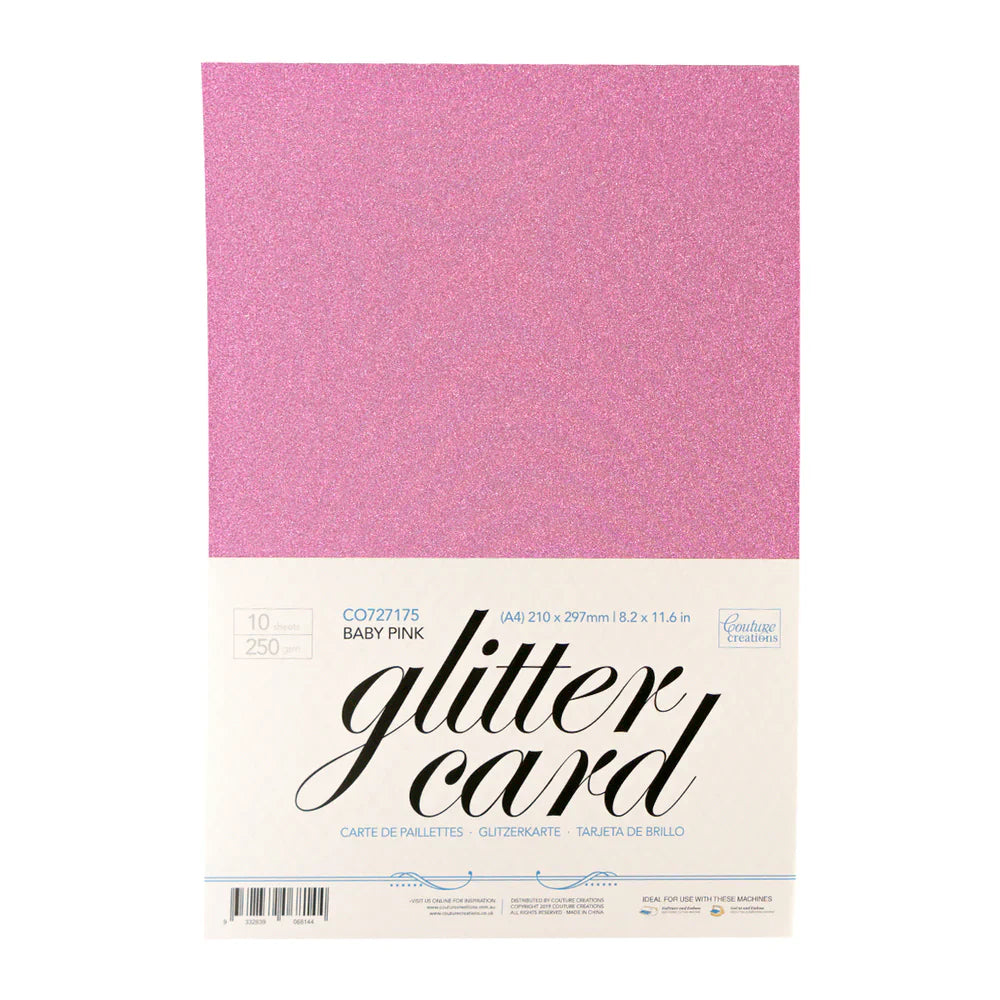 CC Glitter Card A4 Pk10 Baby Pink
