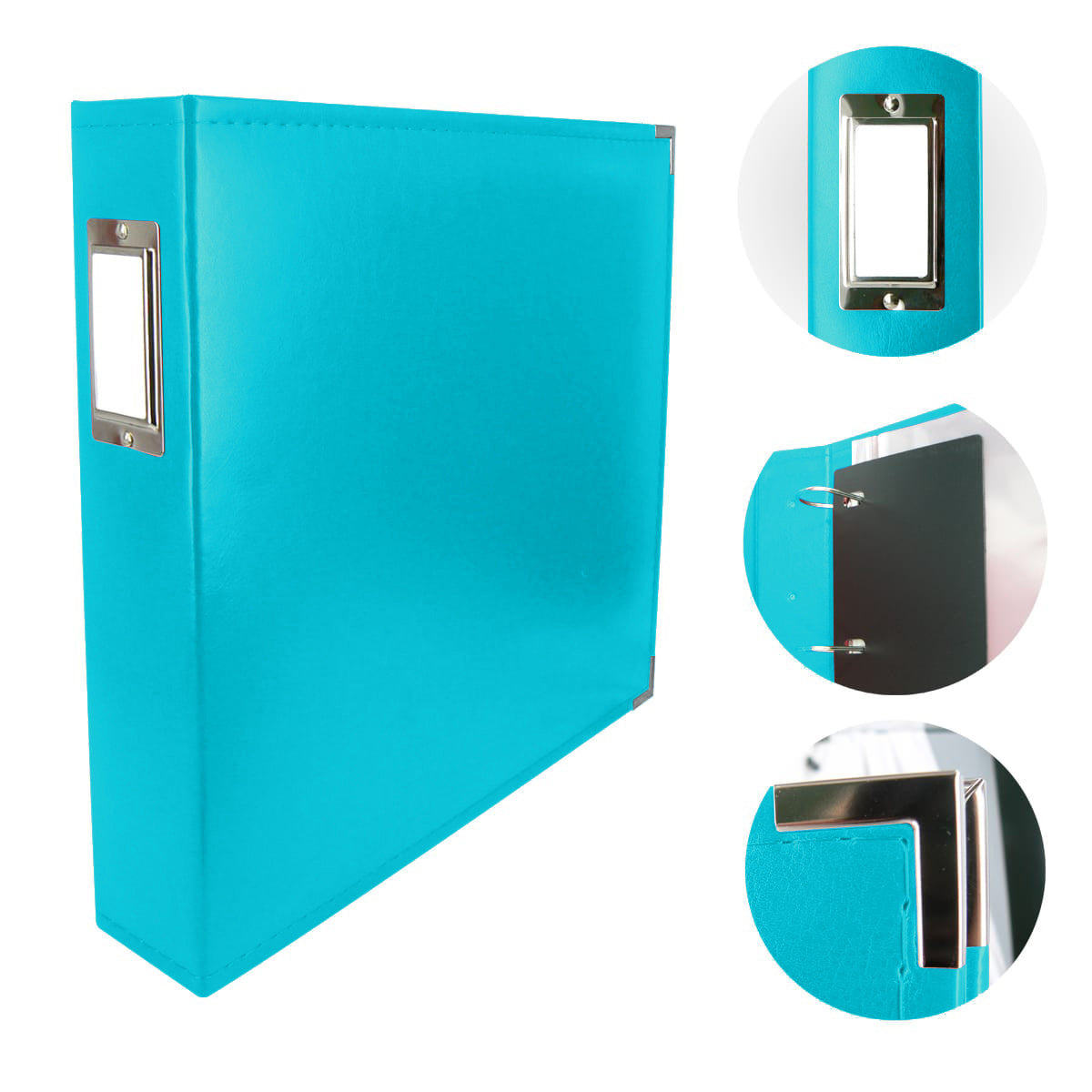 CC Faux Leather 12X12 3D Ring Album AQUA BLUE