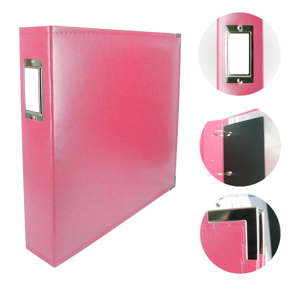 CC Faux Leather 12X12 3D Ring Album STRAWBERRY PINK