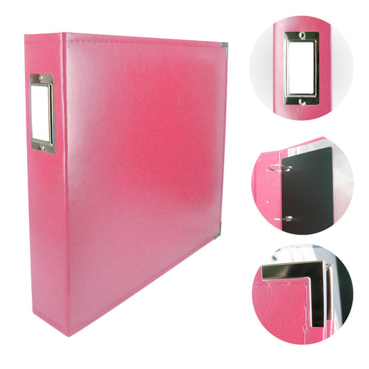 CC Faux Leather 12X12 3D Ring Album STRAWBERRY PINK