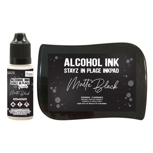Jet Black Alcohol Ink Pad with 12ml reinker