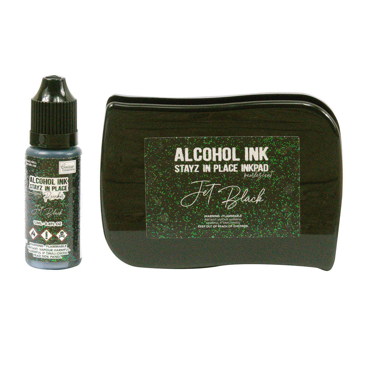 Stayz in Place Alcohol Ink Pad w/Reinker Jet Black Pearlescent