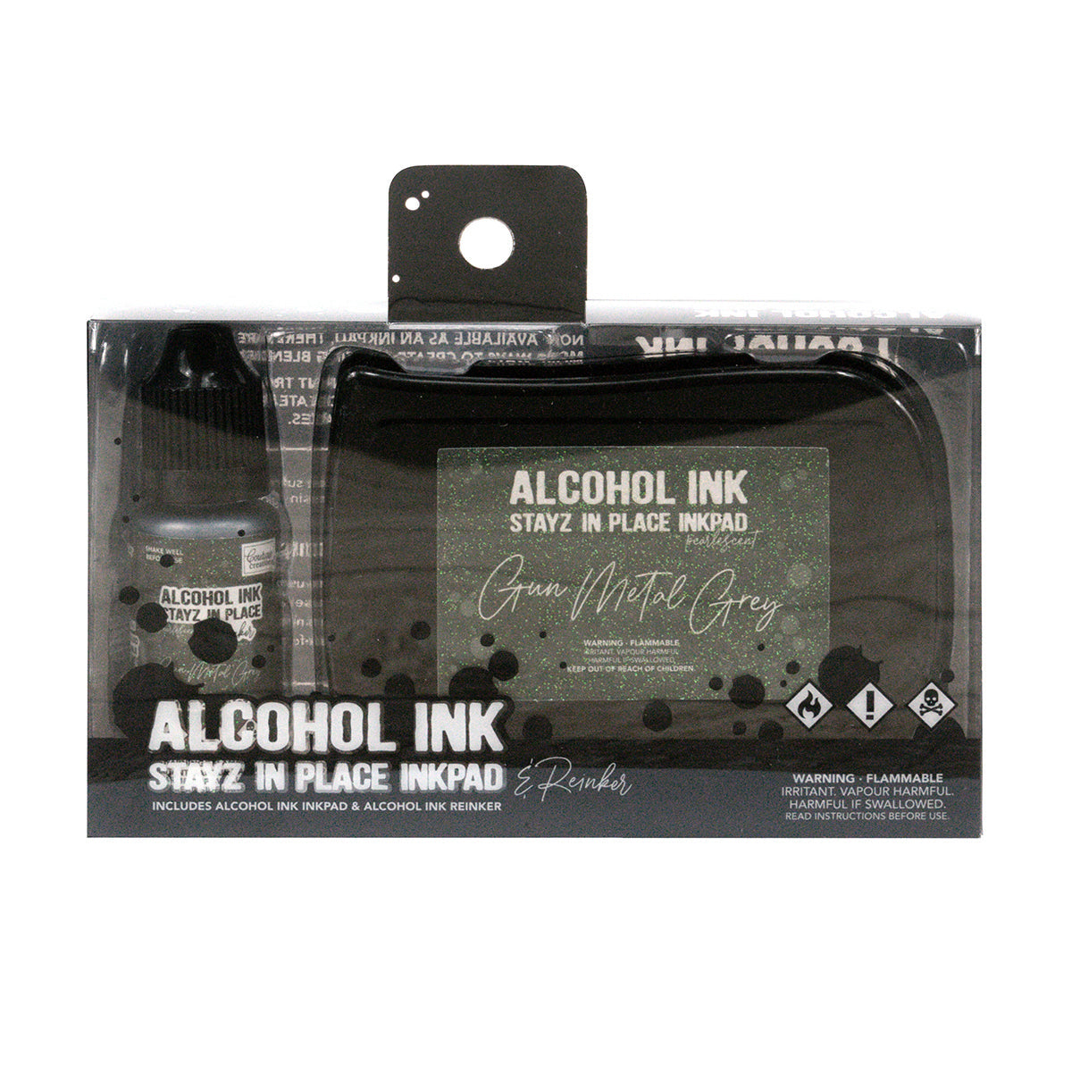 Stayz in Place Alcohol Ink Pad w/Reinker Gun Metal Grey Pearlescent