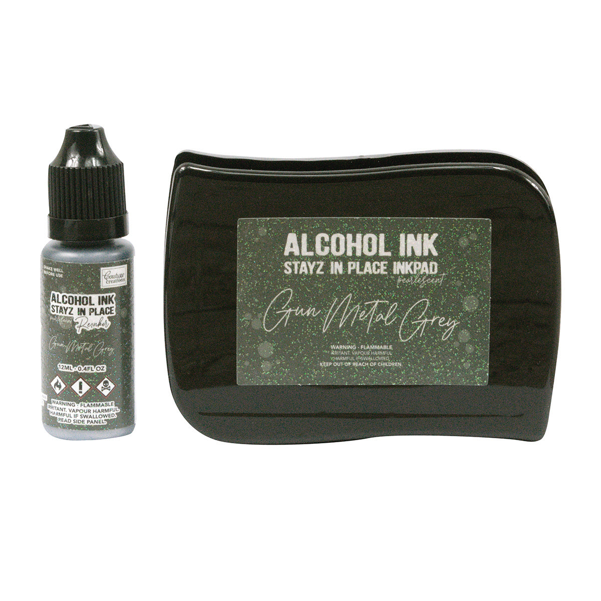 Stayz in Place Alcohol Ink Pad w/Reinker Gun Metal Grey Pearlescent