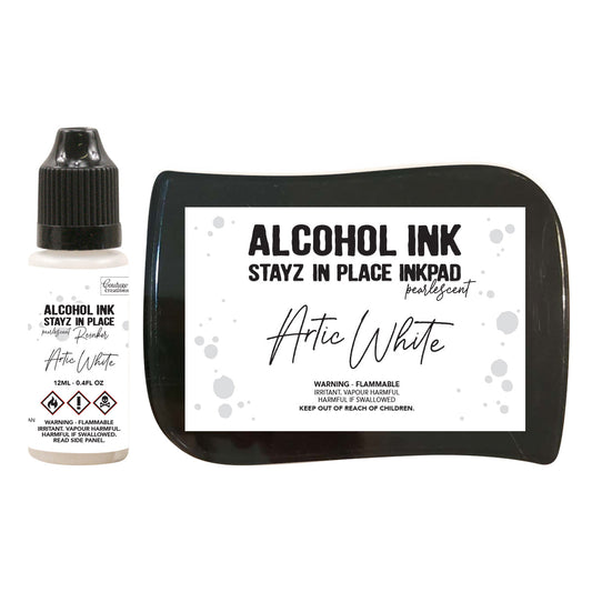 Arctic White Pearlescent Alcohol Ink Pad with 12ml reinker