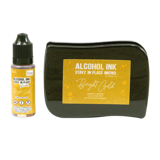 Stayz in Place Alcohol Ink Pad w/Reinker Bright Gold Pearlescent